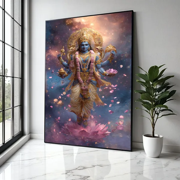 Divine Vishnu God Spiritual Flower Art Print