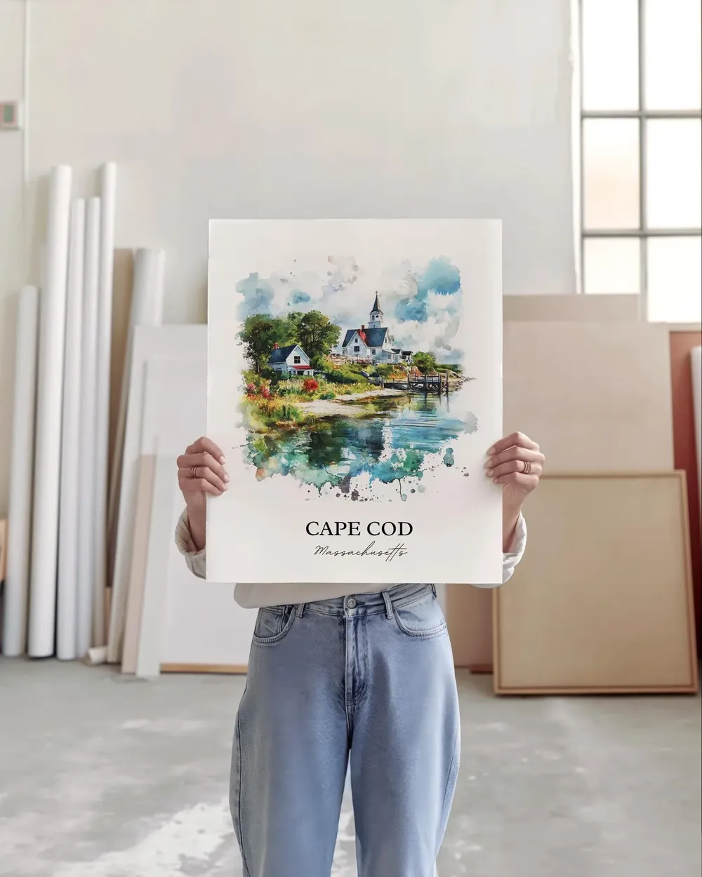 Cape Cod Watercolor Travel Poster, Housewarming Gift - Image 3