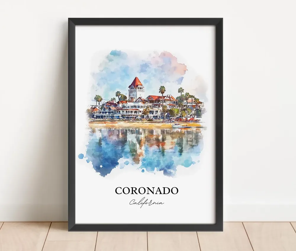Coronado, CA Watercolor Travel Poster, San Diego - Image 2