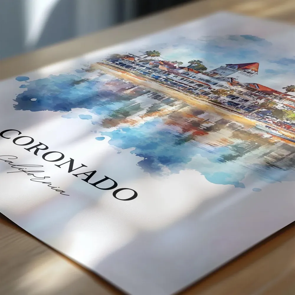Coronado, CA Watercolor Travel Poster, San Diego - Image 6