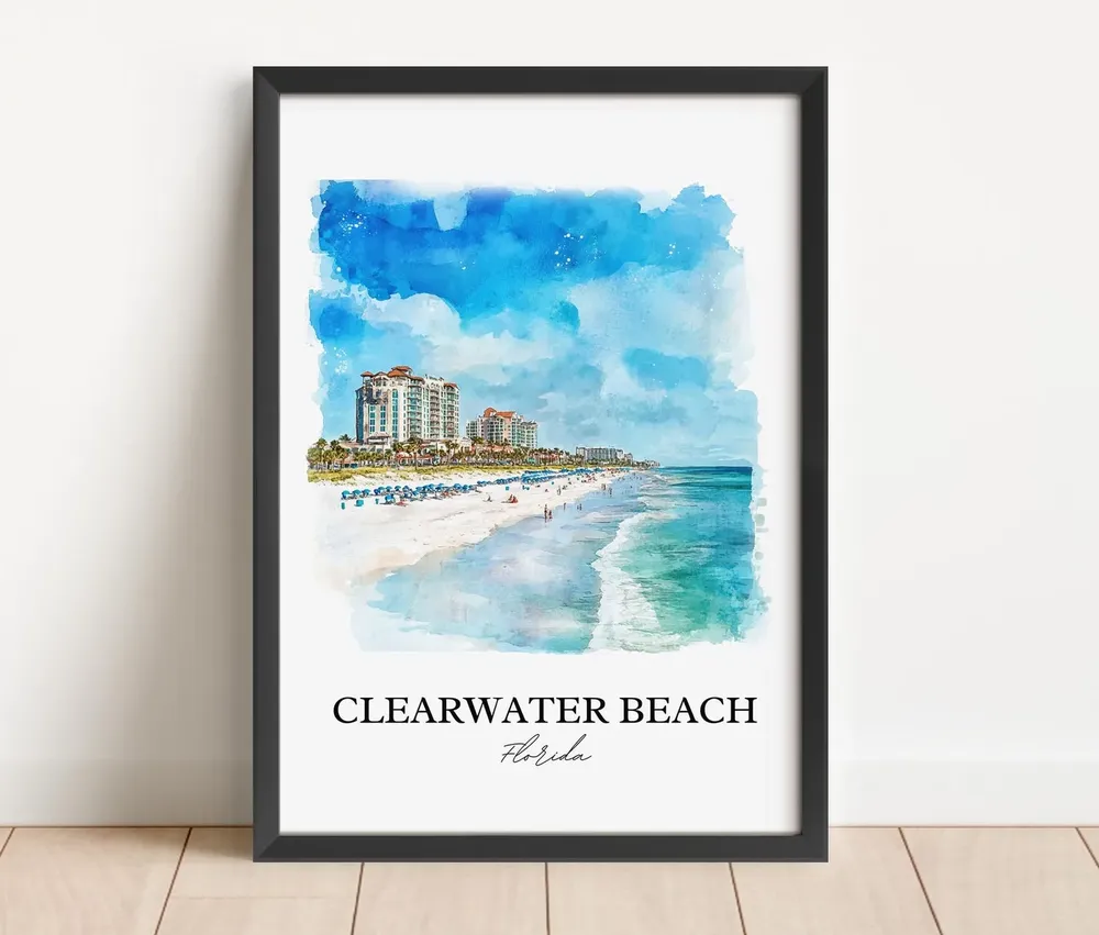 Clearwater Beach Watercolor Travel Poster, Florida - Image 2