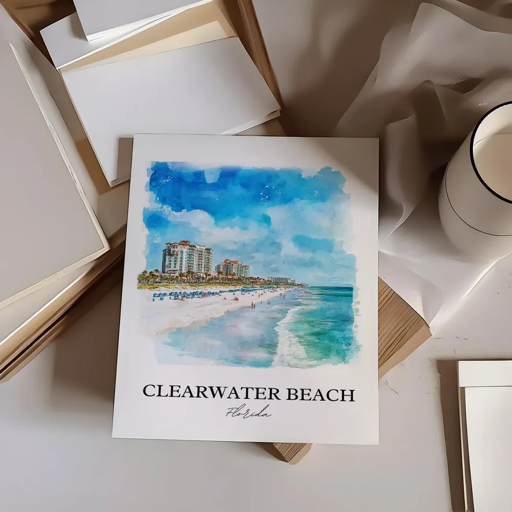 Clearwater Beach Watercolor Travel Poster, Florida - Image 3