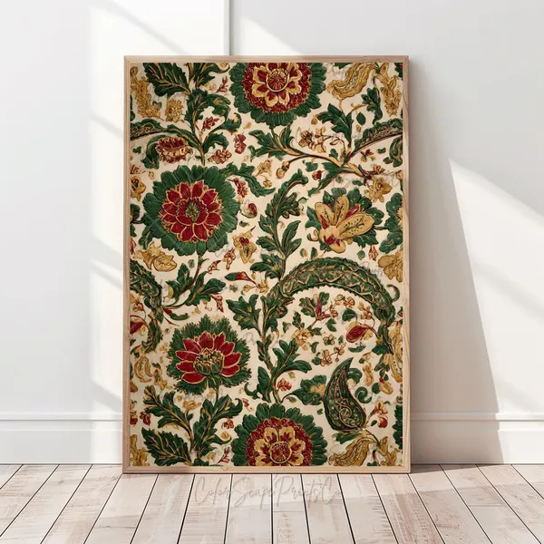 Vintage Floral Botanical Pichwai Art Print Set