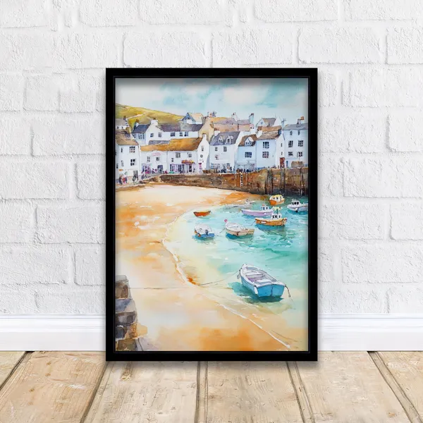 St Ives Watercolor Painting Cornwall Coastal Art Print