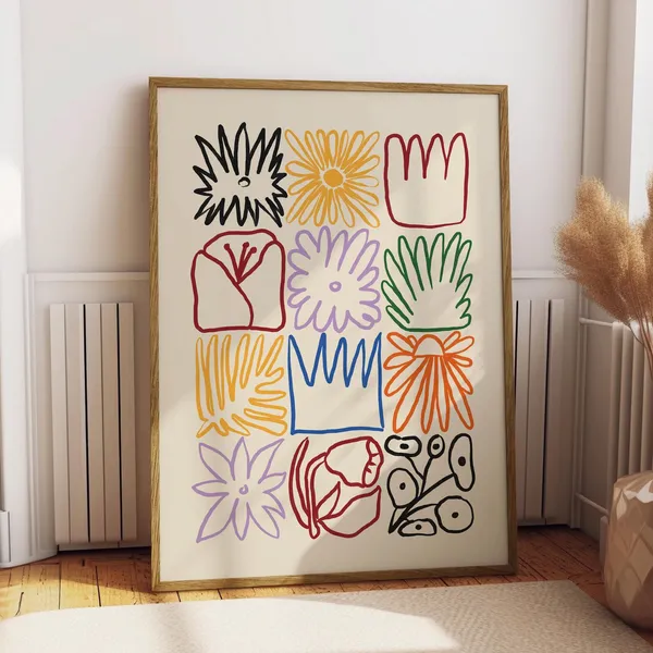 Eclectic Abstract Floral Art Print, Whimsical Botanical
