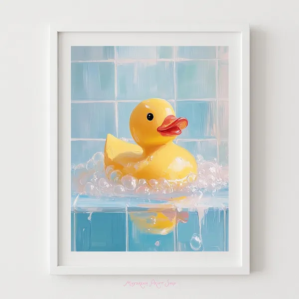 Rubber Duck Art Print, Whimsical Bathroom Decor