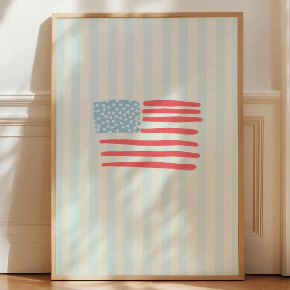 Nantucket Summer Coastal Flag Travel Poster