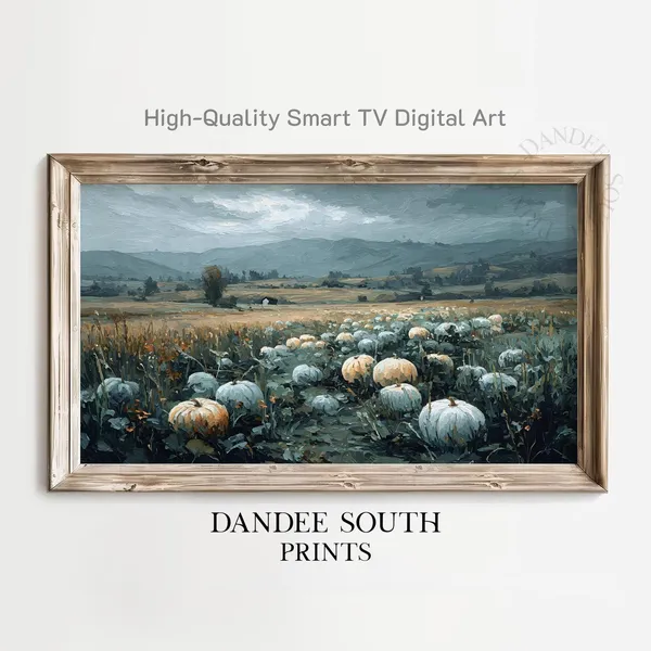 Fall Pumpkin Patch Art Print, Autumn Painting