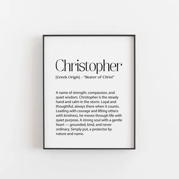 Christopher Name Meaning Poster Print, Minimalist Decor