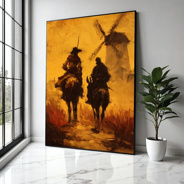Don Quixote And Sancho Panza Vintage Literary Art Print