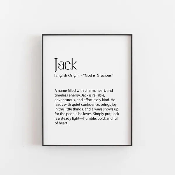 Jack Name Meaning Print, Minimalist Nursery Art