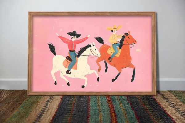 Playful Cowboy Western Illustration Art Print