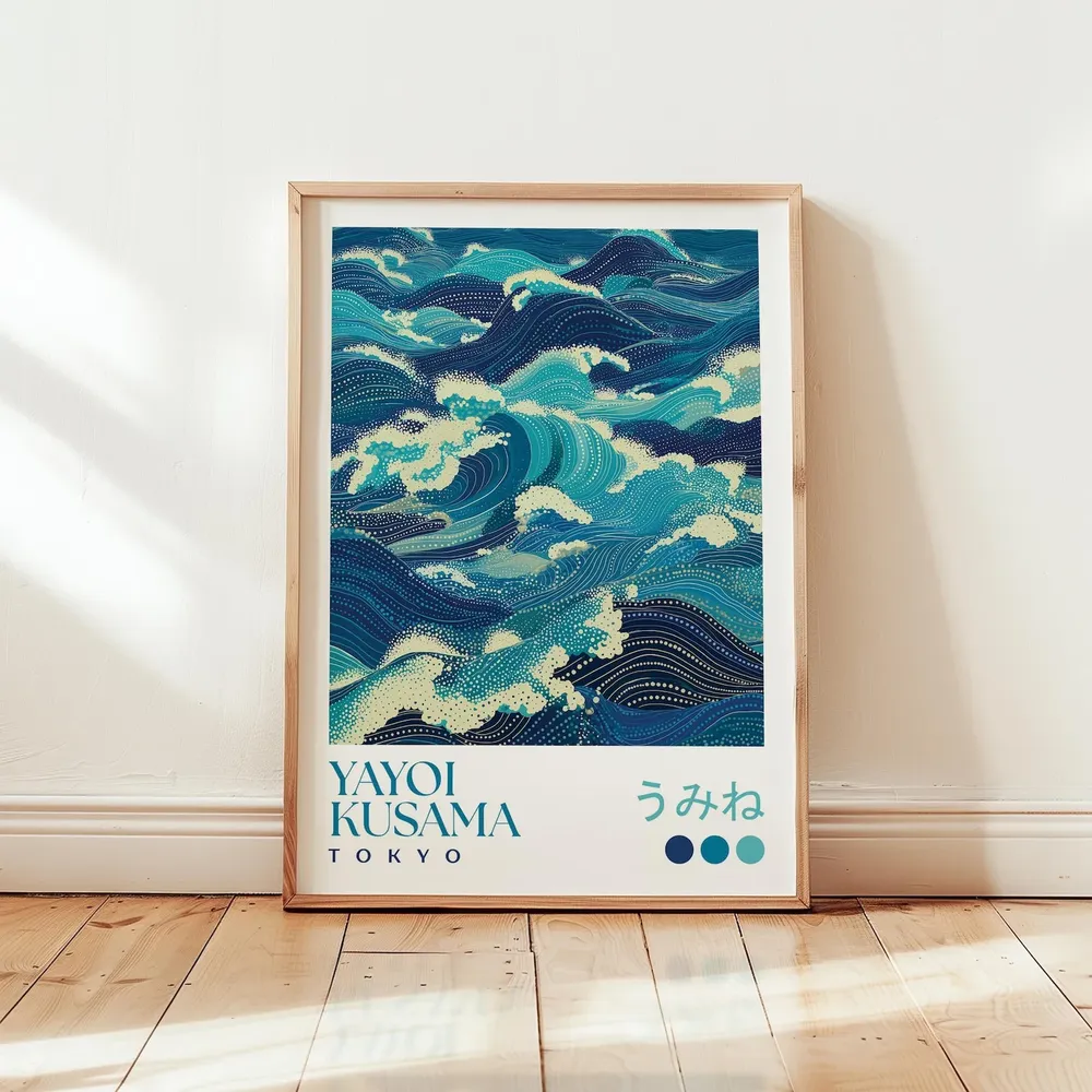 Yayoi Kusama Ocean Wave Art Print, Japanese Modern Decor