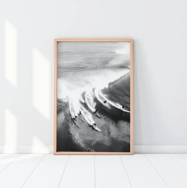 Surf Ocean Print, Black And White Coastal Poster