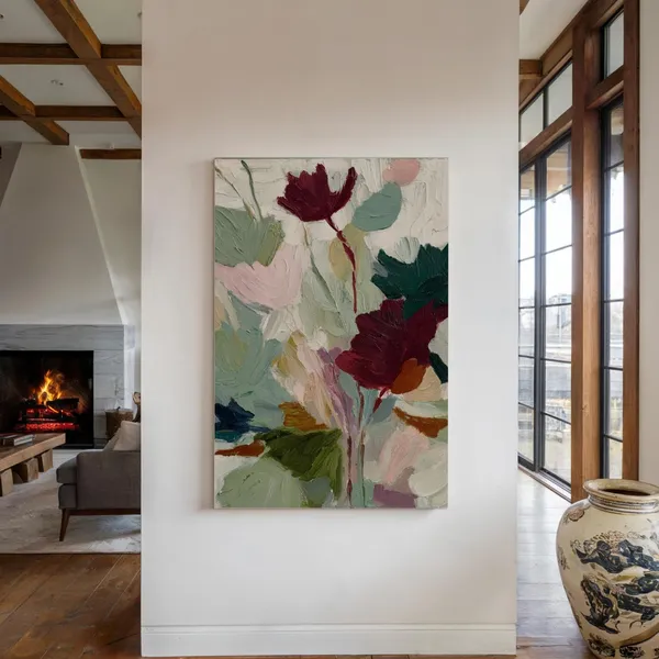 Bold Abstract Floral Print, Modern Botanical Art