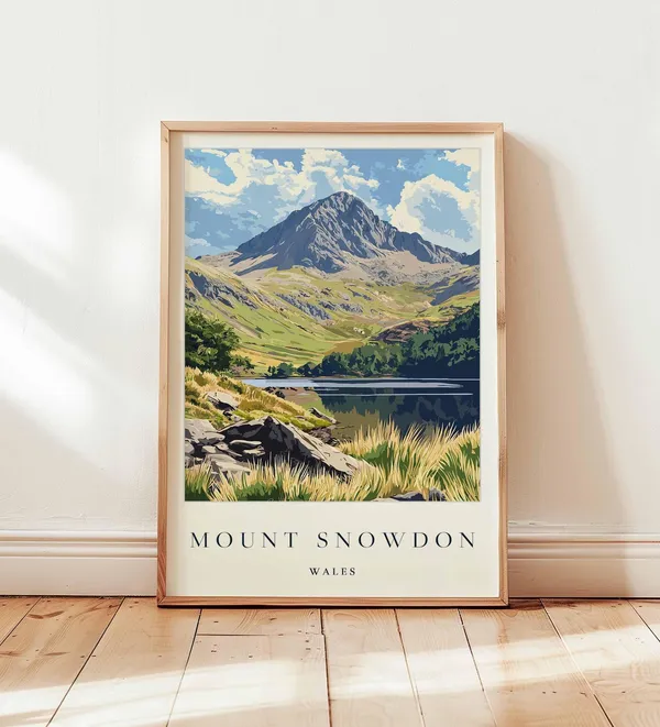 Mount Snowdon Travel Poster, Wales Art Print