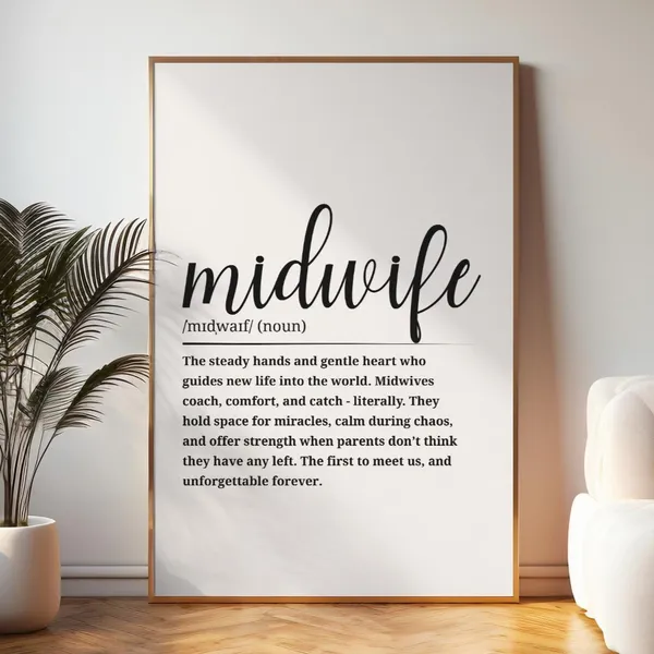 Midwife Definition Poster, Home or Office Decor