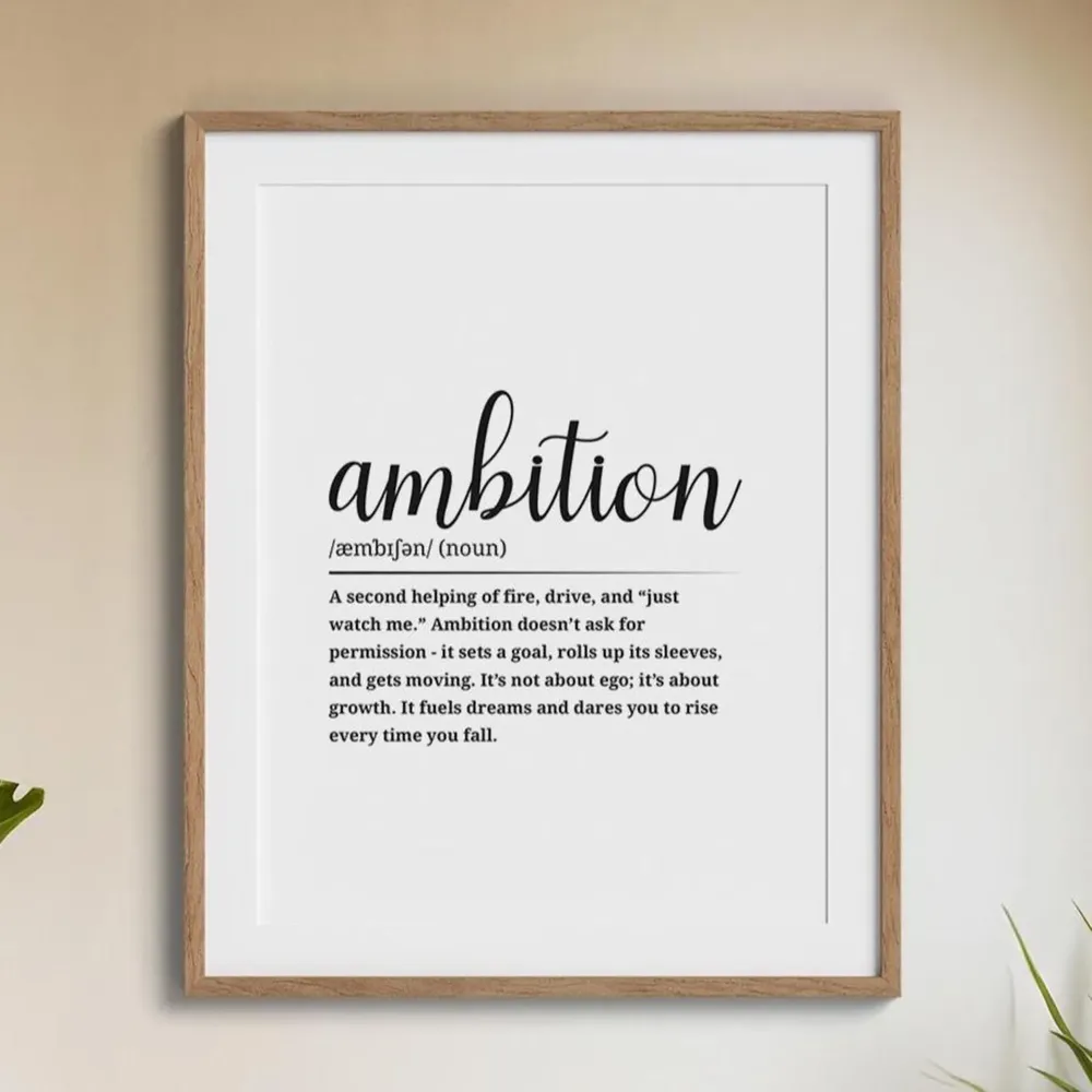 Ambition Definition Art Print, Fun Office Decor