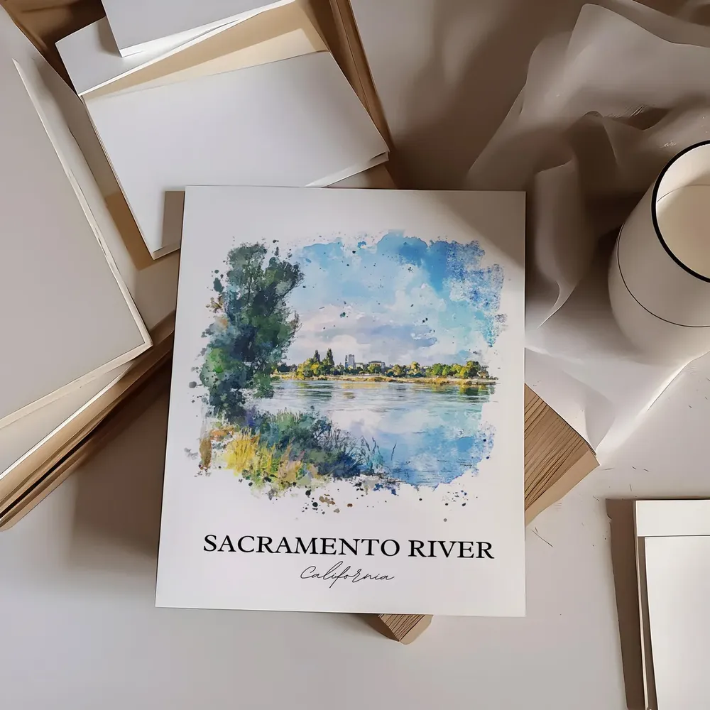Sacramento River Travel Poster, River Landscape Art Print - Image 4