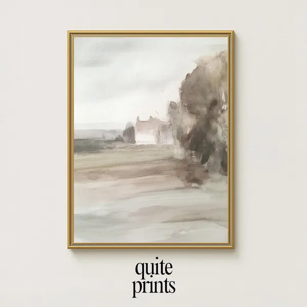 Vintage Countryside Watercolor Landscape Art Print