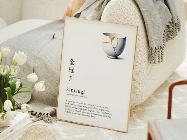 White Kintsugi Definition, Japanese Language Poster