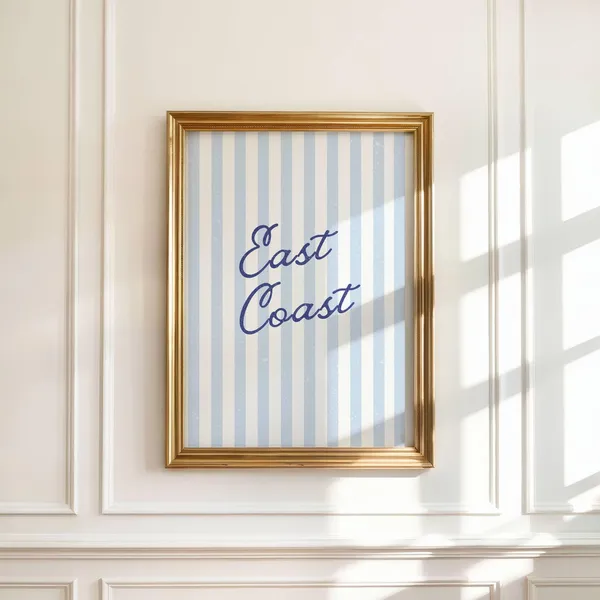 East Coast Blue Striped Coastal Art Print