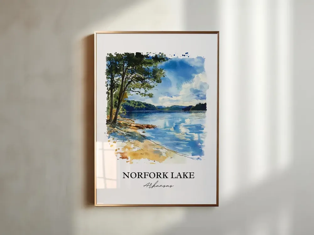 Norfork Lake Watercolor Travel Poster, Arkansas - Image 5