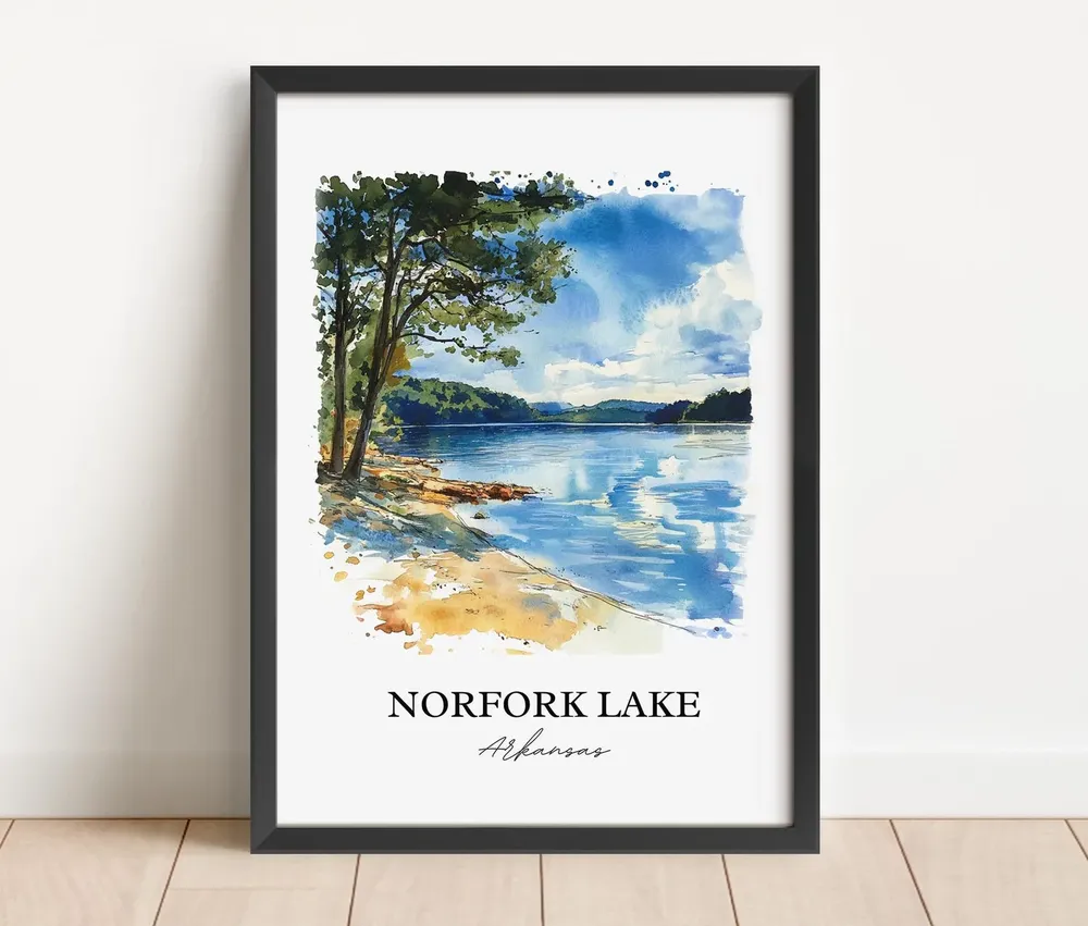 Norfork Lake Watercolor Travel Poster, Arkansas - Image 4