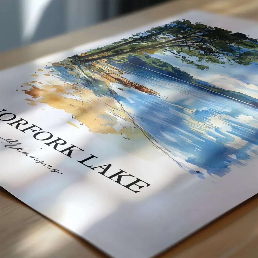 Norfork Lake Watercolor Travel Poster, Arkansas - Image 6