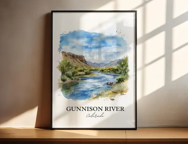 Houghton Lake Watercolor Travel Poster, Michigan