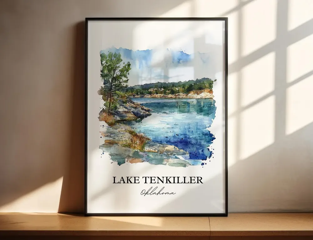 Lake Tenkiller Travel Poster, Oklahoma Art Print