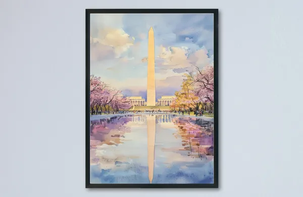 Washington DC Monument Watercolor Travel Poster Print