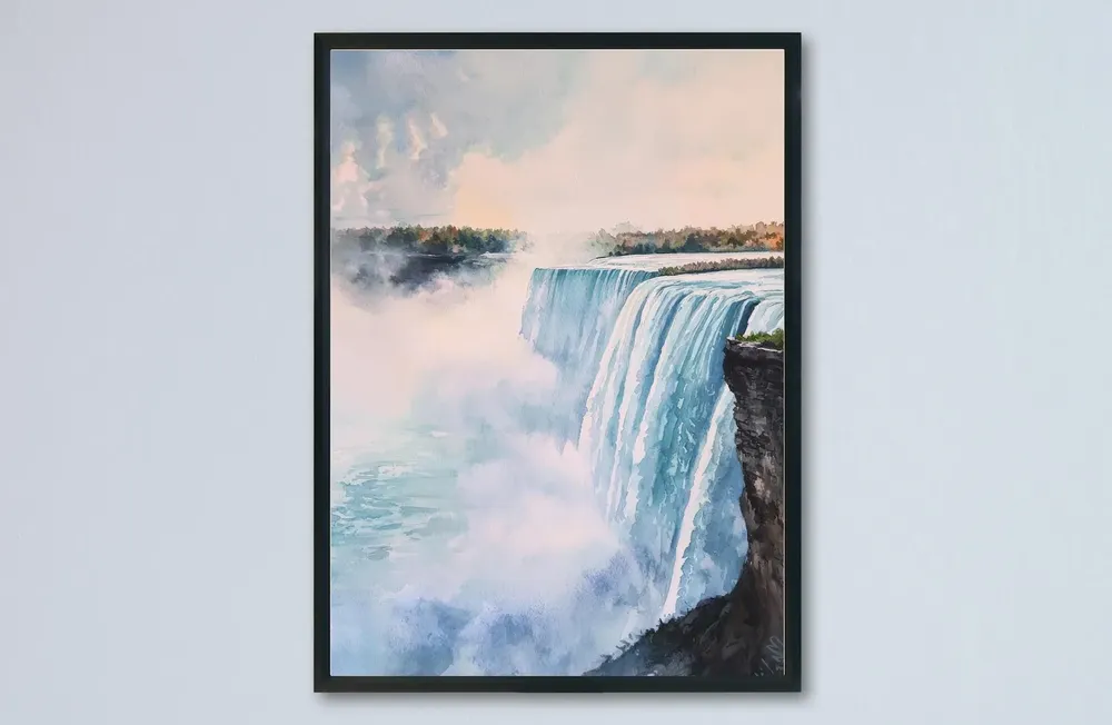 Niagara Falls Watercolor Travel Poster, Landscape Print