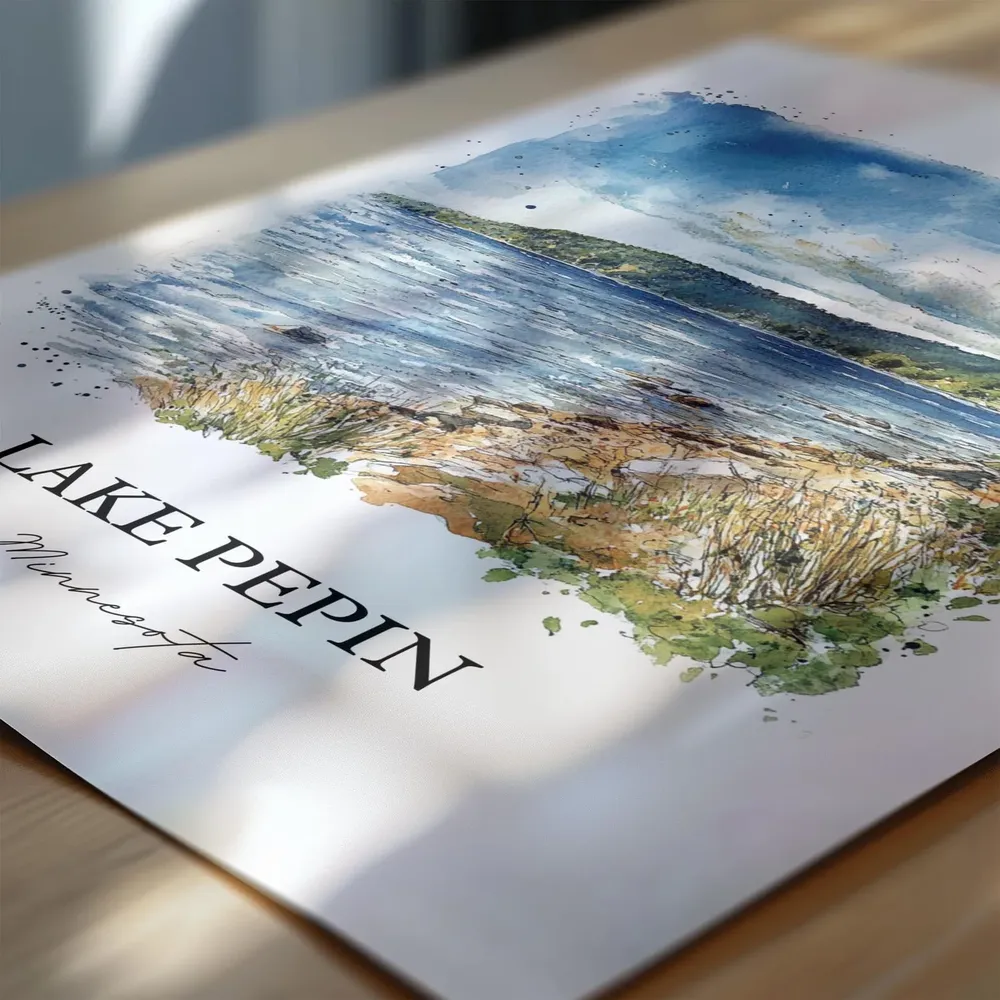 Lake Pepin Minnesota Watercolor Travel Poster Print - Image 6