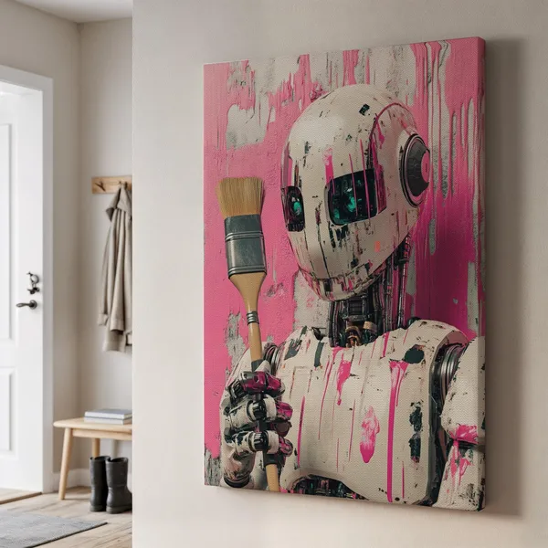 Robot Artist Graffiti-Inspired Tech Art Print