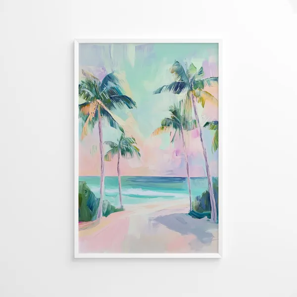Palm Tree Beach Tropical Coastal Art Print