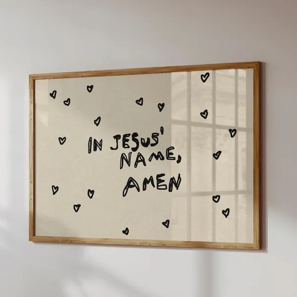 In Jesus Name Amen Christian Wall Art Print