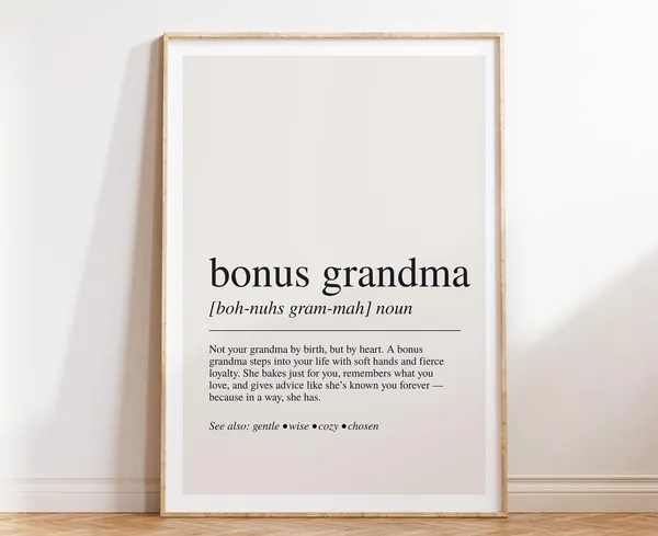 Bonus Grandma Definition Art Print, Sentimental Quote