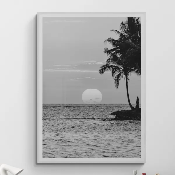 Ocean Palms Black And White Coastal Art Print