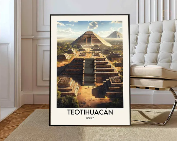 Teotihuacan Mexico Travel Poster, Wall Art Print