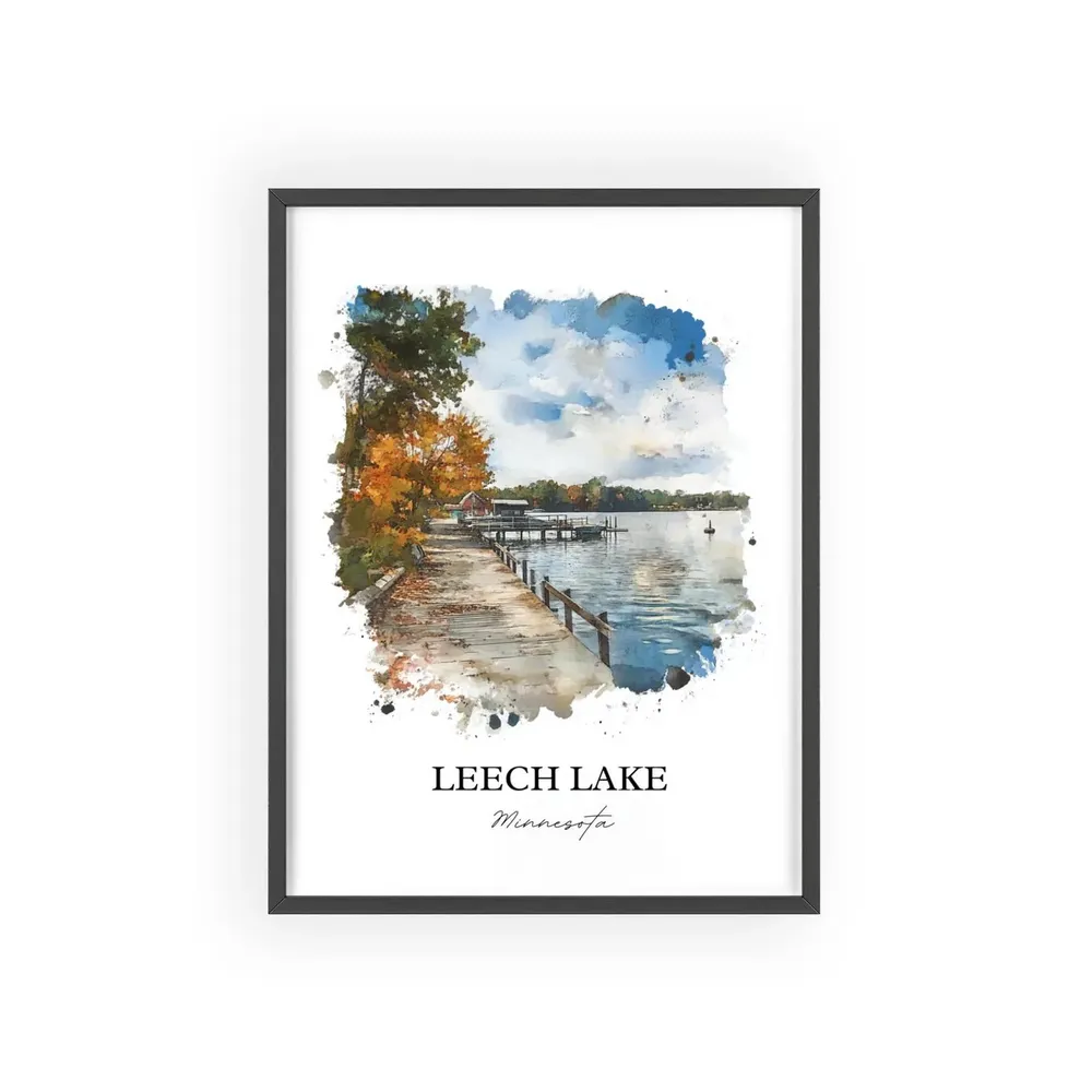 Leech Lake Minnesota Watercolor Travel Poster - Image 2