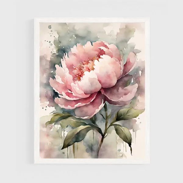 Pink Peony Watercolor Floral Art Print