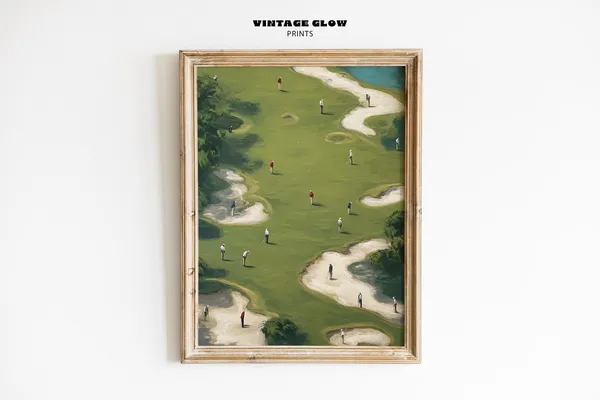 Tiny Golfers Minimalist Golf Art Print