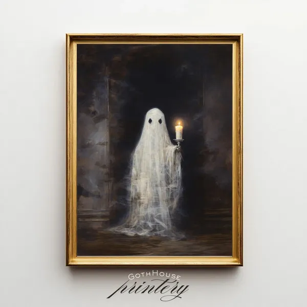 Holding Candle Gothic Art Print, Dark Academia