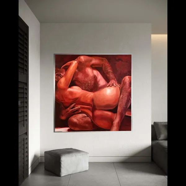 Intimate Embrace Abstract Nude Figure Art Print