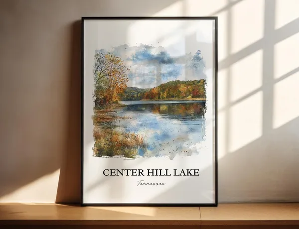 Center Hill Lake Travel Poster, Middle Tennessee
