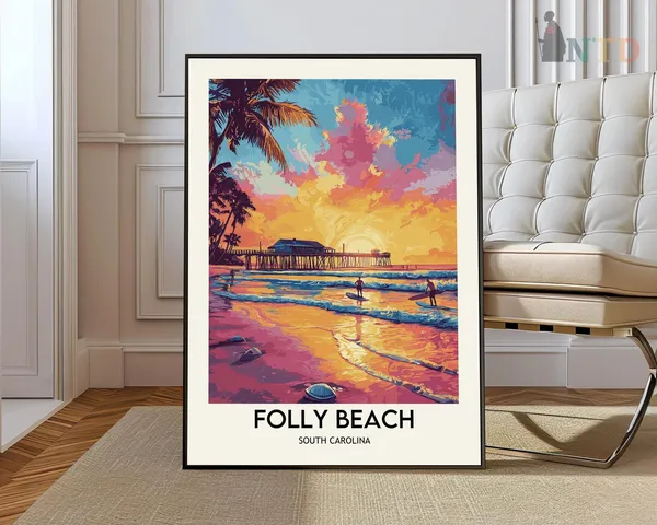 Folly Beach South Carolina Poster Print