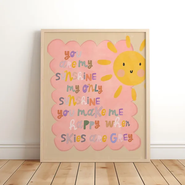 You Are My Sunshine Quote Print, Boho Nursery Decor