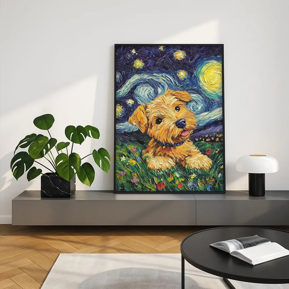 Custom Starry Night Style Pet Portrait Art Print