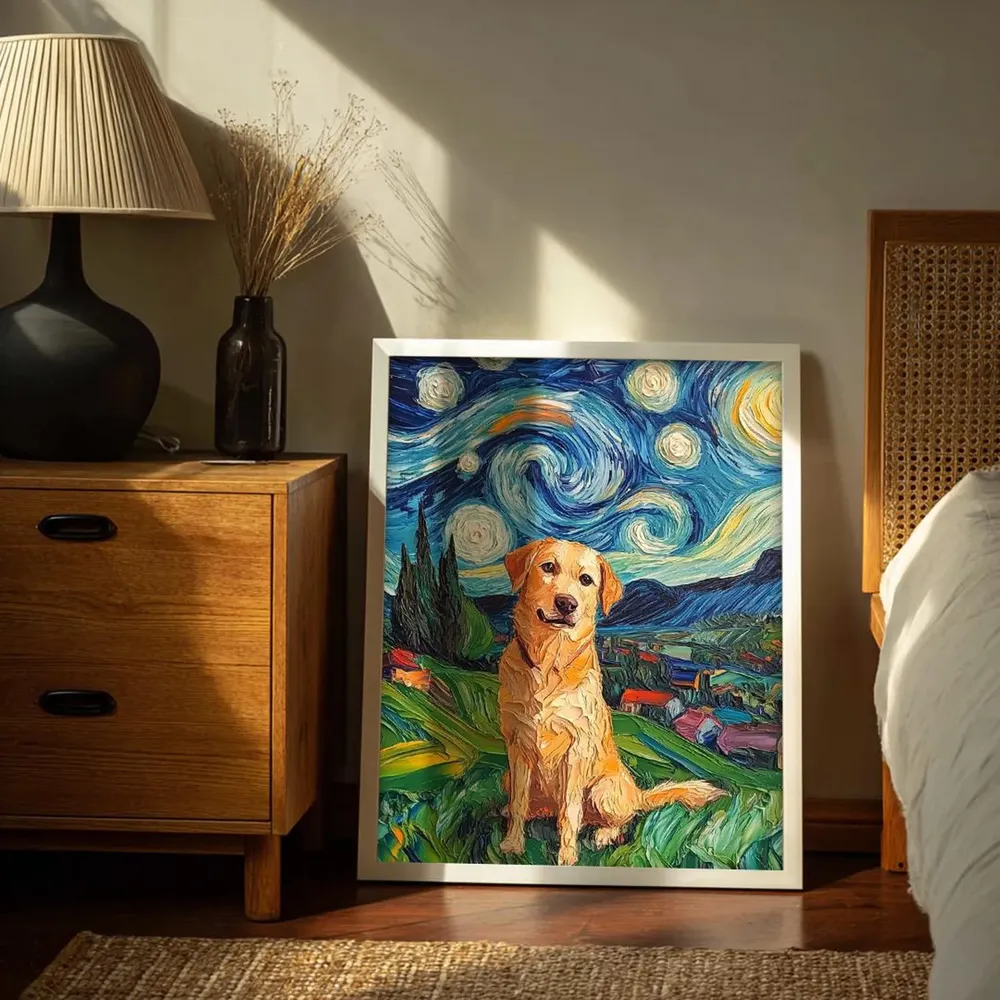 Custom Starry Night Style Pet Portrait Art Print - Image 2